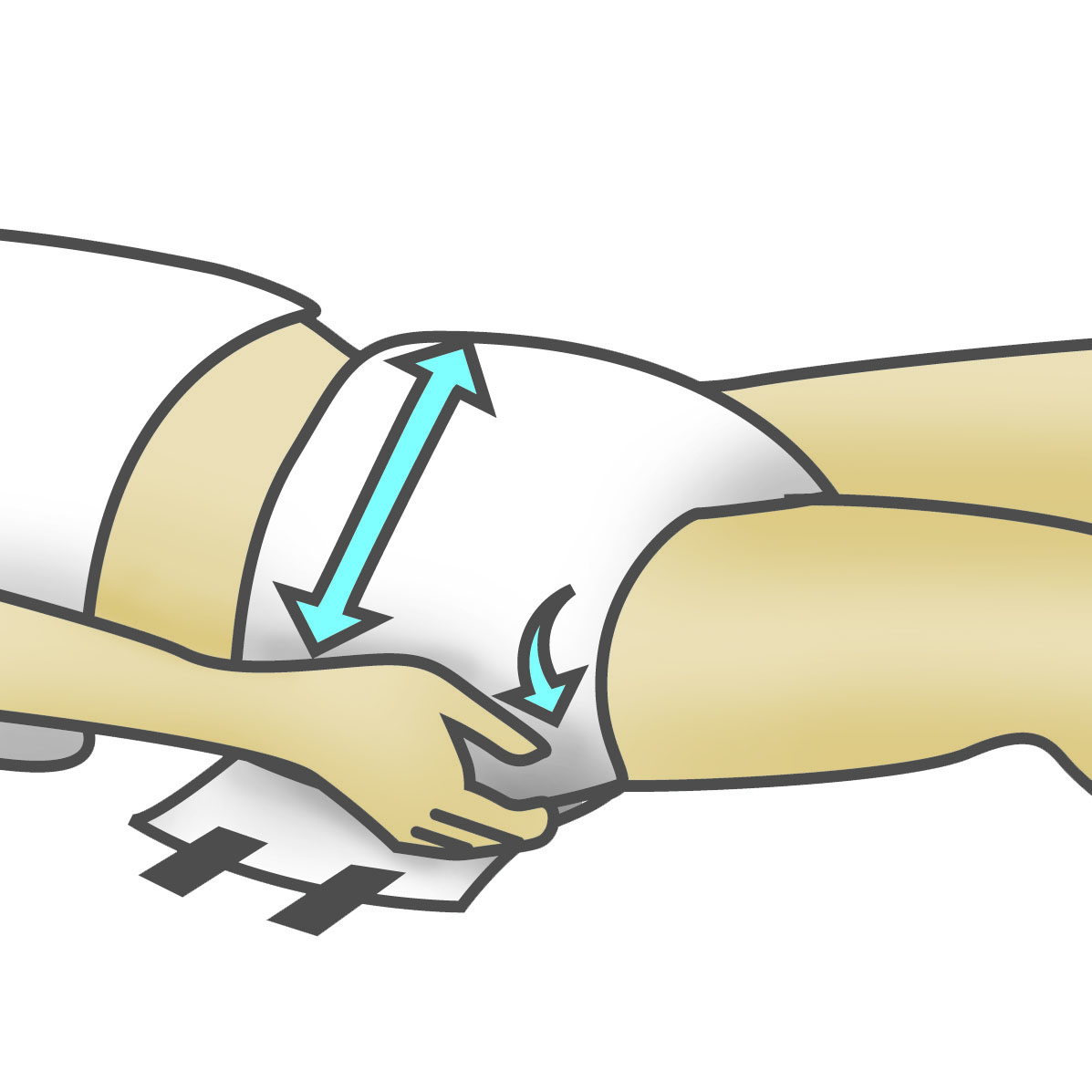 Anlegetechnik eines Inkontinenzslips im Liegen: Slip entfalten und zukleben