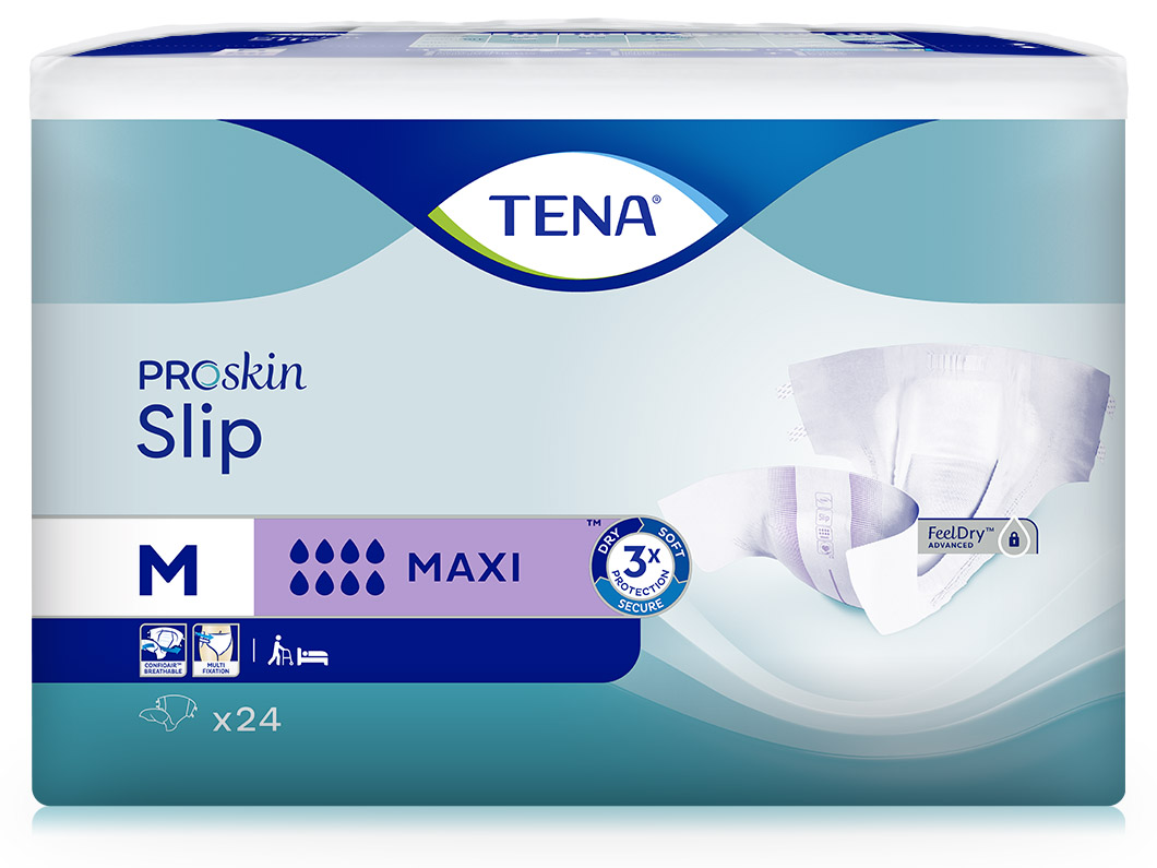 Abbildung eines Beutels Tena Proskin Slips in Größe M, Saugstärke maxi