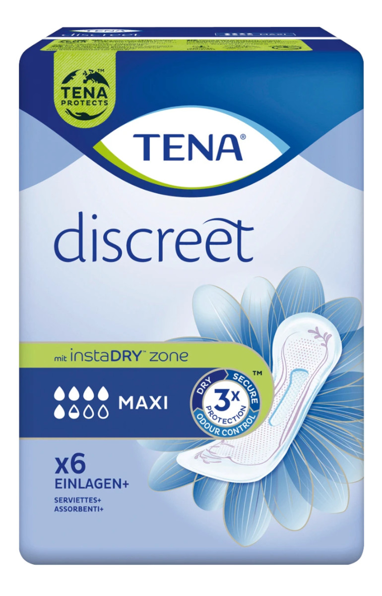 Abbildung eines Beutels der Einlage Tena Lady Discreet, Saugstärke Maxi